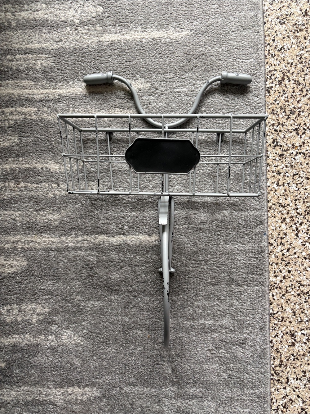 Gray Metal Wall Basket with Chalkboard Label - Home Wall Decor